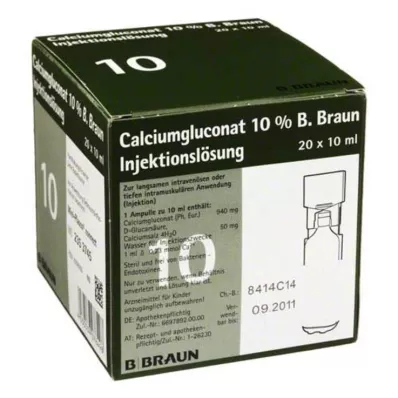 CALCIUMGLUCONAT 10% MPC Solution for injection, 20X10 ml