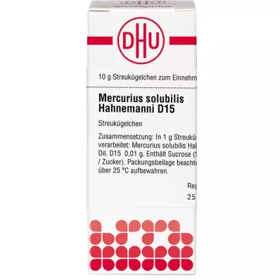 MERCURIUS SOLUBILIS Hahnemanni D 15 globules, 10 g