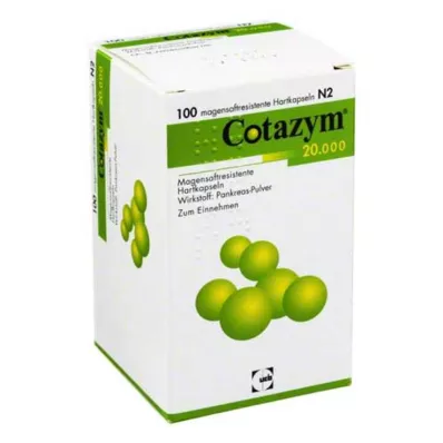 Cotazym 20,000 pellets gastro-resistant capsules, 100 pieces Cotazym 20,000 pellets gastro-resistant capsules, 100 pieces