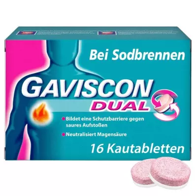 GAVISCON Dual 250mg/106.5mg/187.5mg Chewable Tablets, 16 pcs