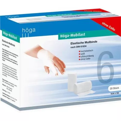 HÖGA-MUBILAST Fixation bandage 6 cmx4 m without cellophane, 20 pcs