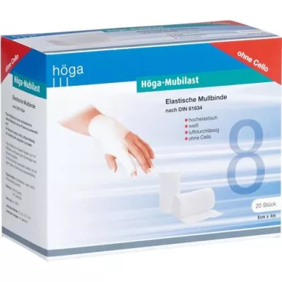 HÖGA-MUBILAST Fixation bandage 8 cmx4 m without cellophane, 20 pcs