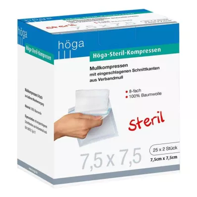 HÖGA-KOMPRESSEN 7.5x7.5 cm sterile 8x, 25X2 pcs