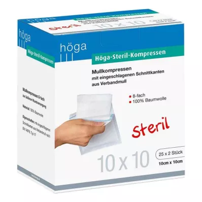 HÖGA-KOMPRESSEN 10x10 cm sterile 8x, 25X2 pcs HÖGA-KOMPRESSEN 10x10 cm sterile 8x, 25X2 pcs