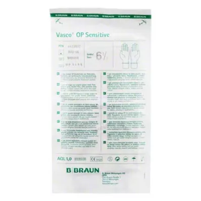 VASCO OP Sensitive gloves, sterile, powder-free, size 6.5, 2 pcs