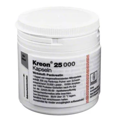 KREON 25,000 hard caps with enteric-coated pellets, 100 pcs KREON 25,000 hard caps with enteric-coated pellets, 100 pcs