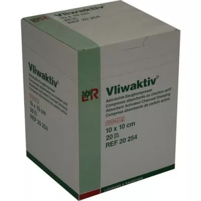 VLIWAKTIV Activated charcoal suction comp. sterile 10x10 cm, 20 pcs