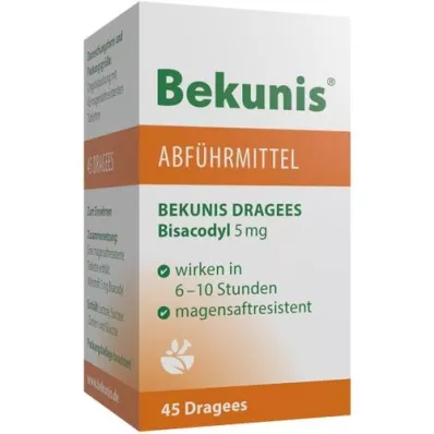 BEKUNIS Dragees Bisacodyl 5 mg enteric-coated tablets, 45 pcs