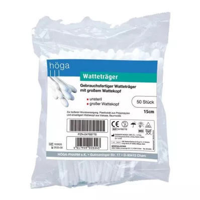 WATTETRÄGER 15 cm w.large cotton head, 50 pcs WATTETRÄGER 15 cm w.large cotton head, 50 pcs