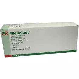 MOLLELAST Bandages 6 cmx4 m white, 20 pcs