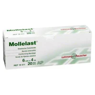 MOLLELAST Bandages 6 cmx4 m white, 20 pcs