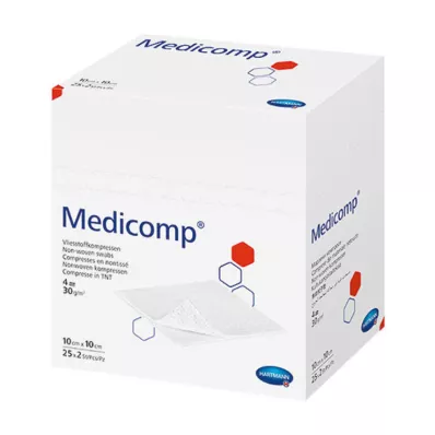 MEDICOMP Non-woven comp. non-sterile 10x10 cm 4-ply, 100 pcs MEDICOMP Non-woven comp. non-sterile 10x10 cm 4-ply, 100 pcs