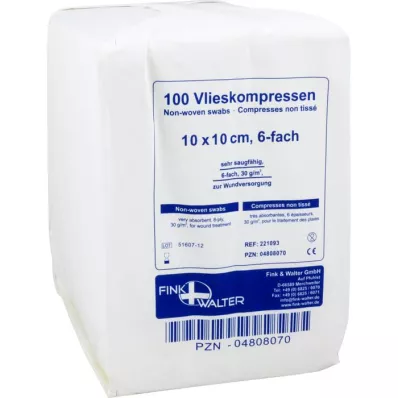 VLIESKOMPRESSEN 10x10 cm non-sterile 6x, 100 pcs