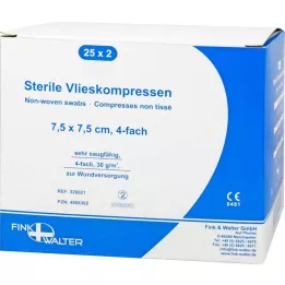 VLIESKOMPRESSEN 7.5x7.5 cm sterile 4-ply, 25X2 pcs
