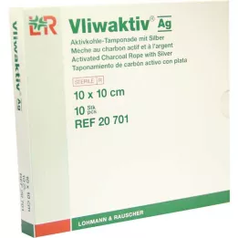 VLIWAKTIV AG Activated charcoal tampon with silver 10x10 cm, 10 pcs