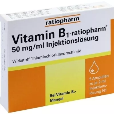 VITAMIN B1-RATIOPHARM 50 mg/ml Inj.Lsg.Ampoules, 5X2 ml