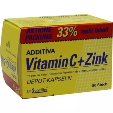 ADDITIVA Vitamin C+Zinc depot capsules, promotional pack, 80 pcs