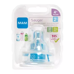 MAM Teat size 2 4+ months silicone, 2 pcs