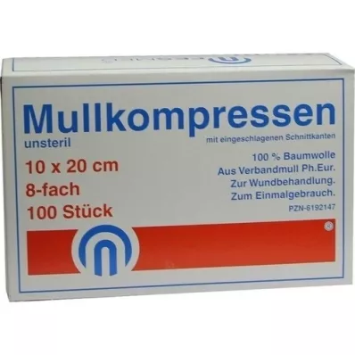 MULLKOMPRESSEN ES 10x20 cm non-sterile 8x, 100 pcs