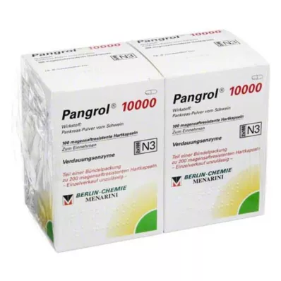 PANGROL 10.000 hard caps with enteric-coated pell, 200 pcs PANGROL 10.000 hard caps with enteric-coated pell, 200 pcs