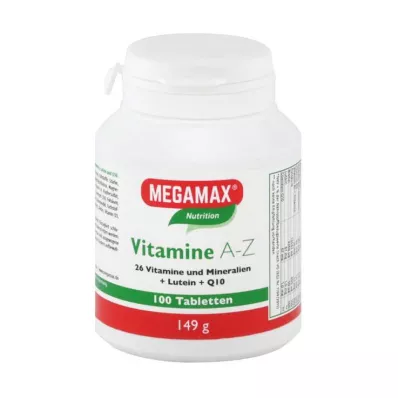MEGAMAX Vitamins A-Z+Q10+Lutein Tablets, 100 pcs
