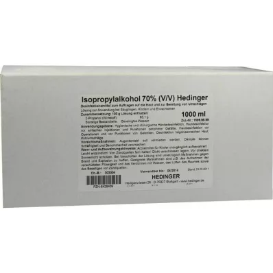 Isopropyl alcohol 70% Hedinger, 1000 ml Isopropyl alcohol 70% Hedinger, 1000 ml