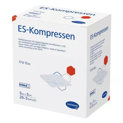 ES-KOMPRESSEN sterile 5x5 cm 12x bulk pack, 20X5 pcs