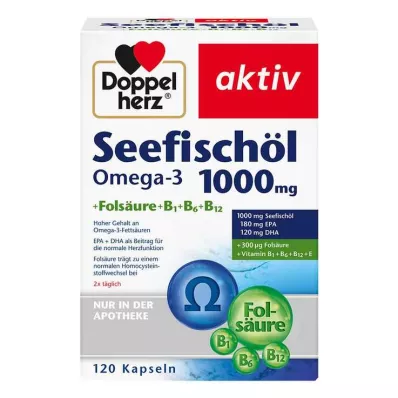 DOPPELHERZ Sea Fish Oil Omega-3 1.000 mg+Fols.Caps., 120 pcs DOPPELHERZ Sea Fish Oil Omega-3 1.000 mg+Fols.Caps., 120 pcs