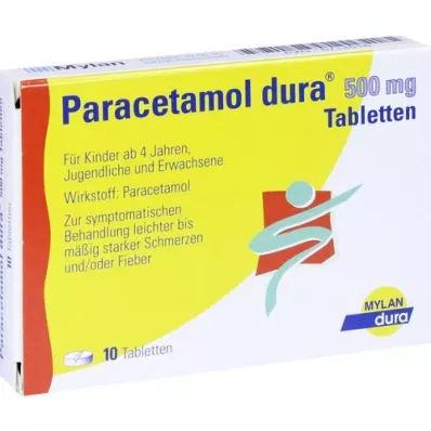 PARACETAMOL dura 500 mg tablets, 10 pcs