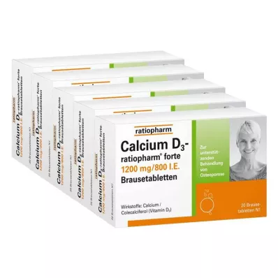 CALCIUM D3-ratiopharm forte effervescent tablets, 100 pcs CALCIUM D3-ratiopharm forte effervescent tablets, 100 pcs