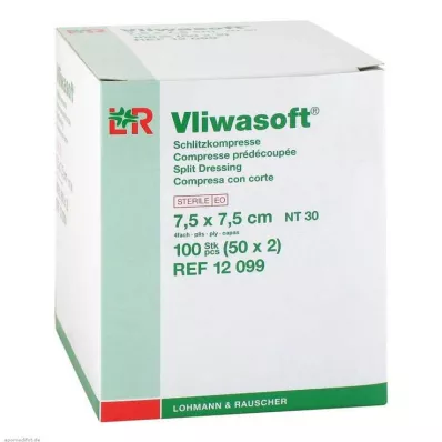 VLIWASOFT Slit compresses 7.5x7.5 cm sterile 4l., 50X2 pcs VLIWASOFT Slit compresses 7.5x7.5 cm sterile 4l., 50X2 pcs