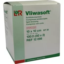 VLIWASOFT Slit compresses 10x10 cm sterile 4-ply, 50X2 pcs