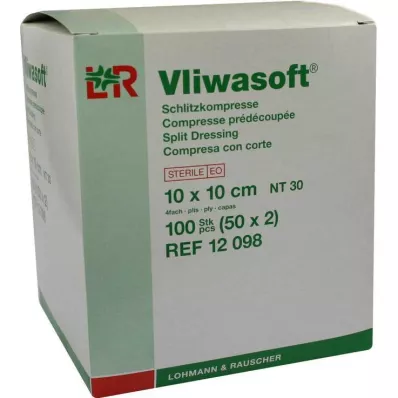 VLIWASOFT Slit compresses 10x10 cm sterile 4-ply, 50X2 pcs VLIWASOFT Slit compresses 10x10 cm sterile 4-ply, 50X2 pcs