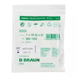 ASKINA Gauze compresses 5x5 cm sterile, 5X2 pcs