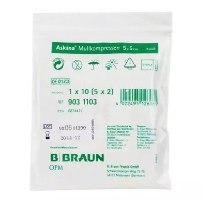 ASKINA Gauze compresses 5x5 cm sterile, 5X2 pcs