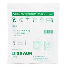 ASKINA Gauze compresses 10x10 cm sterile, 5X2 pcs