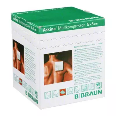 ASKINA Gauze compresses 5x5 cm sterile 8x, 25X2 pcs