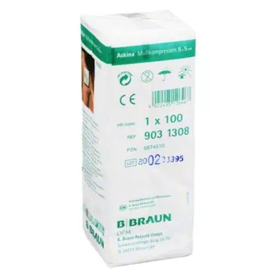 Askina gauze compresses 5x5 cm, 100 pieces Askina gauze compresses 5x5 cm, 100 pieces