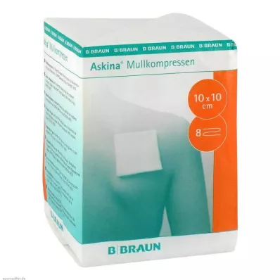 ASKINA Gauze compresses 10x10 cm non-sterile 8x, 100 pcs