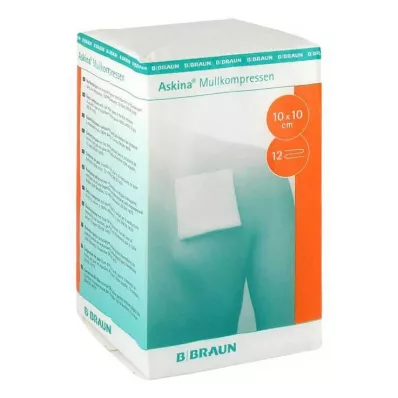 ASKINA Gauze compresses 10x10 cm non-sterile 12-fold, 100 pcs