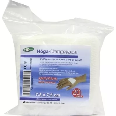 HÖGA-KOMPRESSEN 7.5x7.5 cm non-sterile 8x, 20 pcs