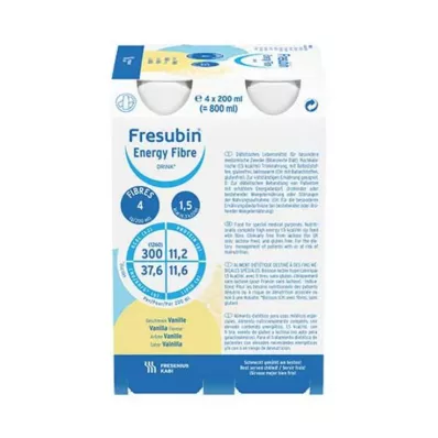 Fresubin Energy Fiber Drink Vanilla drinking bottle, 4x200 ml Fresubin Energy Fiber Drink Vanilla drinking bottle, 4x200 ml