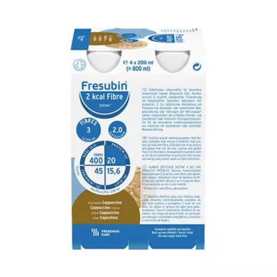FRESUBIN 2 kcal Fibre DRINK Cappuccino Drink Bottle, 4X200 ml