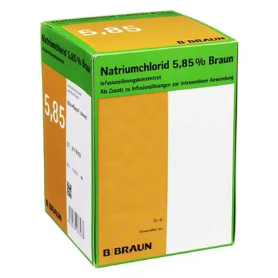 Sodium chloride 5.85% Braun infusion solution concentrate, 20x100 ml Sodium chloride 5.85% Braun infusion solution concentrate, 20x100 ml