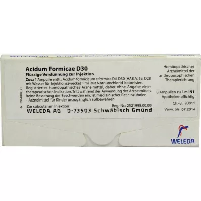 Acidum Formicae D 30 ampoules, 8 pcs Acidum Formicae D 30 ampoules, 8 pcs