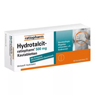 HYDROTALCIT-ratiopharm 500 mg chewable tablets, 50 pcs HYDROTALCIT-ratiopharm 500 mg chewable tablets, 50 pcs