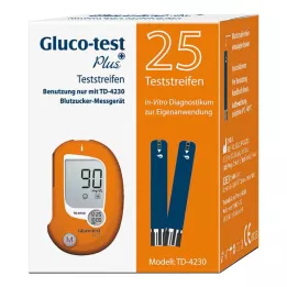 GLUCO TEST Plus blood glucose test strips, 25 pcs