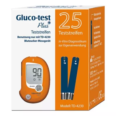 GLUCO TEST Plus blood glucose test strips, 25 pcs