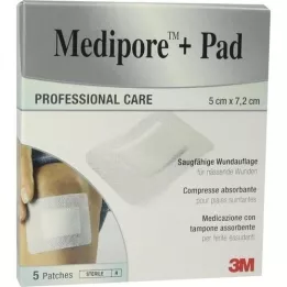 MEDIPORE+Pad 3M 5x7.2cm 3562NP Plaster, 5 pcs