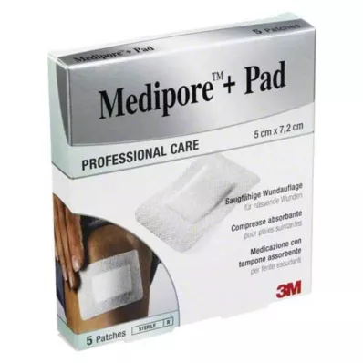 MEDIPORE+Pad 3M 5x7.2cm 3562NP Plaster, 5 pcs MEDIPORE+Pad 3M 5x7.2cm 3562NP Plaster, 5 pcs